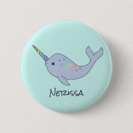 Rainbow Narwhal Name Button