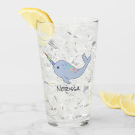 Rainbow Narwhal Name Glass Glas