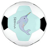 Rainbow Narwhal Name Voetbal (Gedraaid)