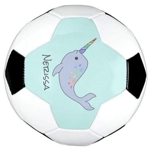 Rainbow Narwhal Name Voetbal (Gedraaid)
