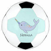 Rainbow Narwhal Name Voetbal (Voorkant)