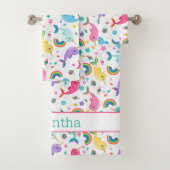 Rainbow Narwhal onder het Zee Meisjes gepersonalis Bad Handdoek