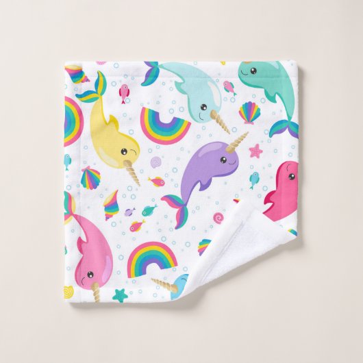 Rainbow Narwhal onder het Zee Meisjes gepersonalis Bad Handdoek
