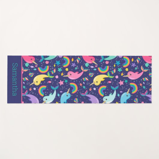 Rainbow Narwhal onder het Zee Meisjes gepersonalis Yogamat (Voorkant (horizontaal))