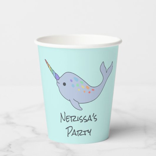 Rainbow Narwhal papieren bekers (Achterkant)