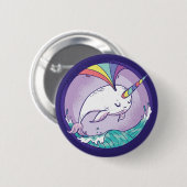 Rainbow Narwhal Ronde Button 5,7 Cm (Voorkant /achterkant)