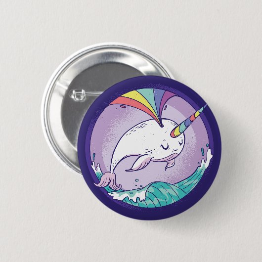 Rainbow Narwhal Ronde Button 5,7 Cm (Voorkant /achterkant)