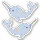 Rainbow Narwhal Vinyl Stickers (Voorkant)