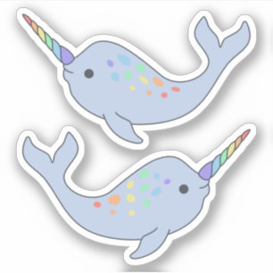 Rainbow Narwhal Vinyl Stickers