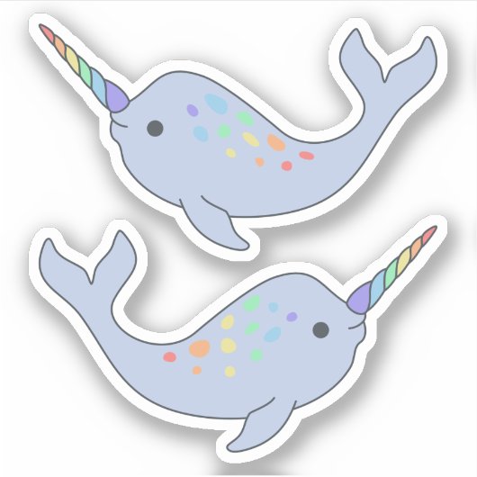 Rainbow Narwhal Vinyl Stickers (Voorkant)