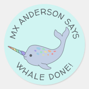 Rainbow Narwhal Whale Gereed Stickers