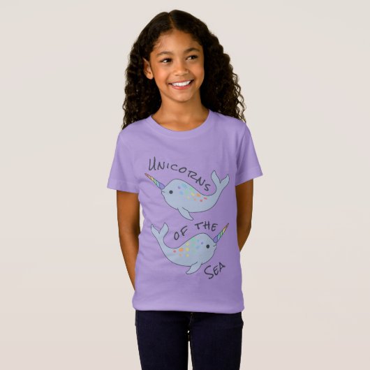 Rainbow Narwhal Zee Unicorns T-Shirt (Kind) (Voorkant volledig)