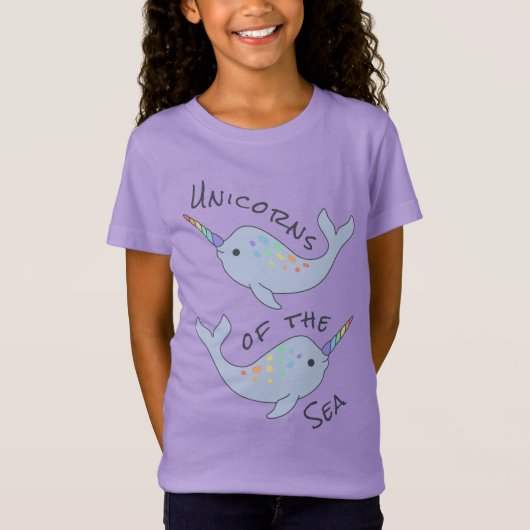 Rainbow Narwhal Zee Unicorns T-Shirt (Kind) (Voorkant)