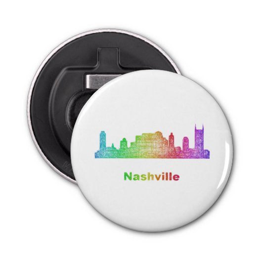 Rainbow Nashville skyline Button Flesopener (Voorkant)