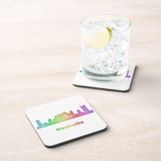Rainbow Nashville skyline Drankjes Onderzetter (Rechterzijde)