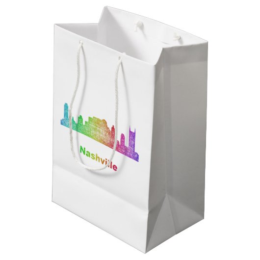 Rainbow Nashville skyline Medium Cadeauzakje (Achterkant Gekanteld)