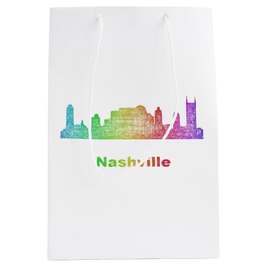 Rainbow Nashville skyline Medium Cadeauzakje (Voorkant)