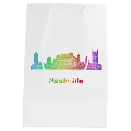 Rainbow Nashville skyline Medium Cadeauzakje (Achterkant)