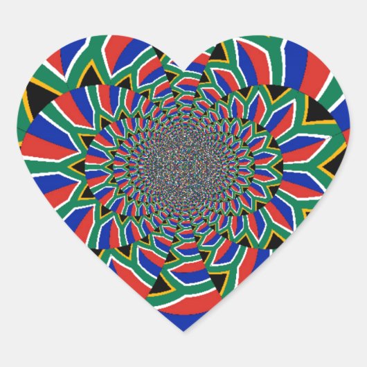 Rainbow Nation: Levendige Zuid-Afrikaanse kunstpri Hart Sticker (Voorkant)