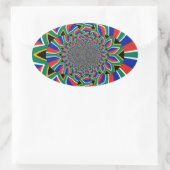 Rainbow Nation: Levendige Zuid-Afrikaanse kunstpri Ovale Sticker (Tas)