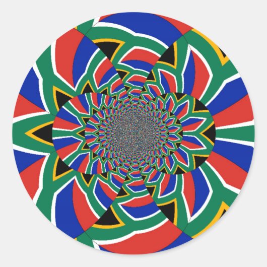 Rainbow Nation: Levendige Zuid-Afrikaanse kunstpri Ronde Sticker (Voorkant)