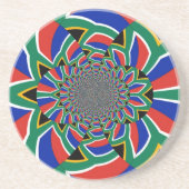 Rainbow Nation: Levendige Zuid-Afrikaanse kunstpri Zandsteen Onderzetter (Voorkant)