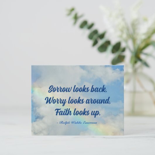 Rainbow Natuur Poetry Emerson Faith Quote Briefkaart (Staand voorkant)