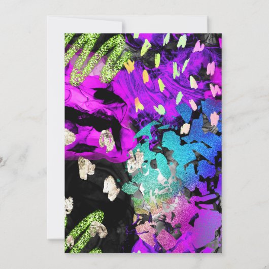 Rainbow Neon Abstract Glitter 21e verjaardag Kaart (Achterkant)