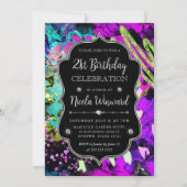 Rainbow Neon Abstract Glitter 21e verjaardag Kaart (Voorkant)