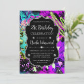 Rainbow Neon Abstract Glitter 21e verjaardag Kaart (Staand voorkant)