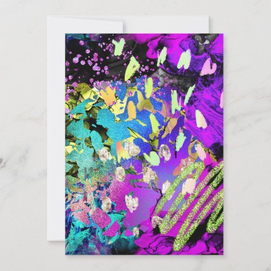 Rainbow Neon Abstract Glitter 21e verjaardag Kaart (Achterkant)