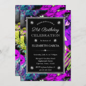 Rainbow Neon Abstract Glitter Lijst 21ste Verjaard Kaart (Voorkant / Achterkant)