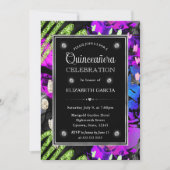 Rainbow Neon Abstract Glitter Lijst Quinceanera Kaart (Voorkant)