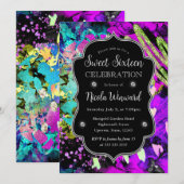 Rainbow Neon Abstract Glitter Sweet 16 Kaart (Voorkant / Achterkant)