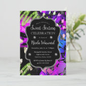 Rainbow Neon Abstract Glitter Sweet 16 Kaart (Staand voorkant)