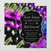 Rainbow Neon Abstract Glitter Sweet 16 Kaart (Voorkant / Achterkant)