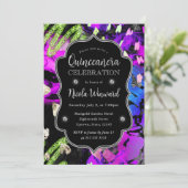 Rainbow Neon Abstracte Glitter Quinceanera Kaart (Staand voorkant)