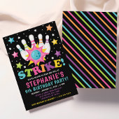 Rainbow Neon Bowling Birthday Kaart