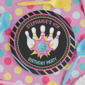 Rainbow Neon Bowling Birthday Papieren Bordje