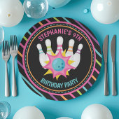 Rainbow Neon Bowling Birthday Papieren Bordje