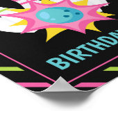 Rainbow Neon Bowling Birthday Party Welkomstbord Poster (Hoek)