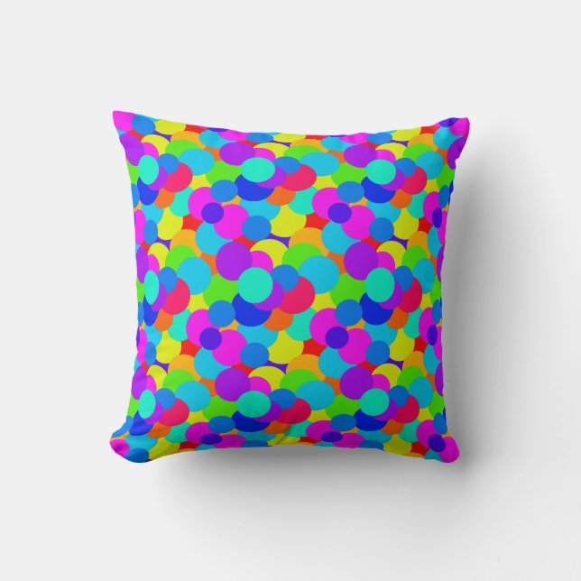 Rainbow Neon Bright kleuren bubbels Kussen (Voorkant)