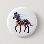 Rainbow Neon Fantasy Zebra Ronde Button 5,7 Cm (Voorkant)