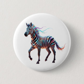 Rainbow Neon Fantasy Zebra Ronde Button 5,7 Cm
