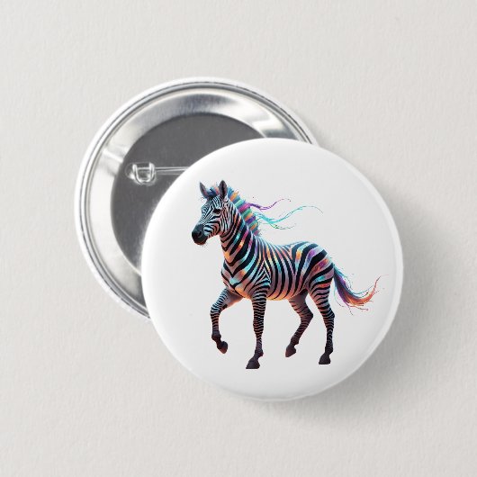 Rainbow Neon Fantasy Zebra Ronde Button 5,7 Cm (Voorkant /achterkant)