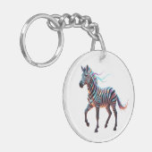 Rainbow Neon Fantasy Zebra Sleutelhanger (Voorkant Links)