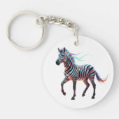 Rainbow Neon Fantasy Zebra Sleutelhanger (Voorkant)