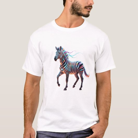 Rainbow Neon Fantasy Zebra T-shirt (Voorkant)