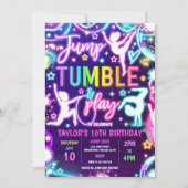 Rainbow Neon Glow Jump Gymnastiek Verjaardagsfeest Kaart (Voorkant)