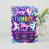 Rainbow Neon Glow Jump Gymnastiek Verjaardagsfeest Kaart (Staand voorkant)